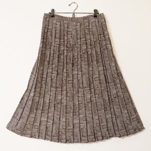 Vintage Pleated Neutral Natural Print Elasticized Waist